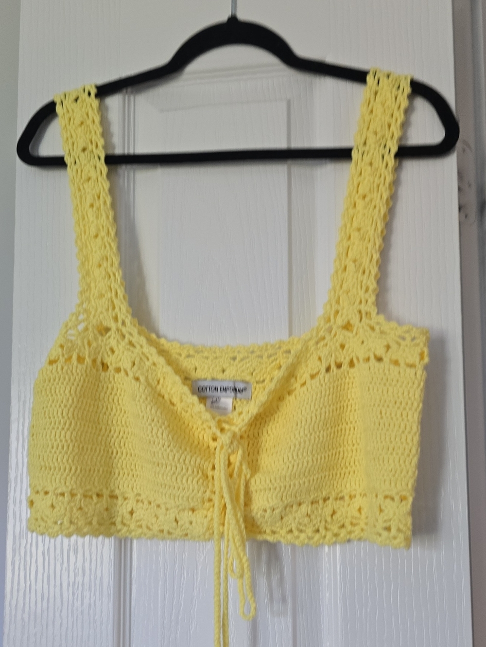 Cotton Emporium Pale Yellow Crochet Tie-Front Camisole Size L